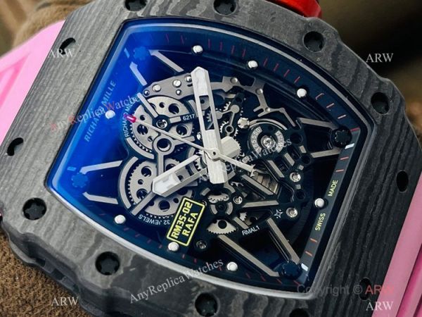 RM Factory Swiss Richard Mille RM 35-02 Rafael Nadal Watch Carbon NTPT Case Pink Rubber Strap RM Factory Swiss Richard Mille RM 35-02 Rafael Nadal Watch Carbon NTPT Case Pink Rubber Strap