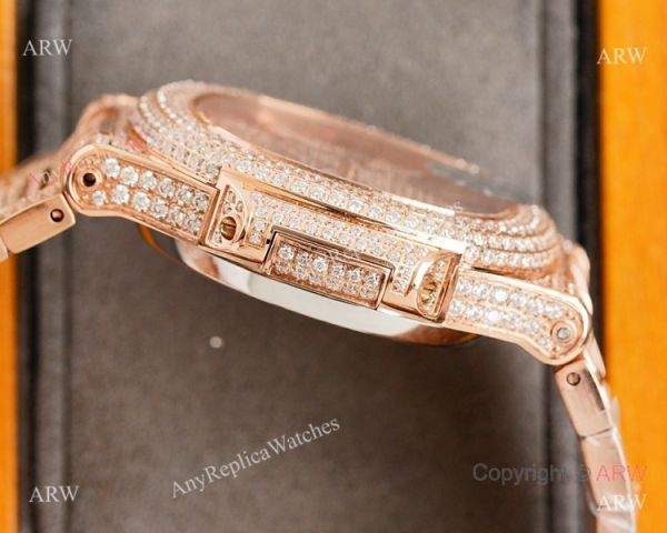 Swiss Grade Copy Patek Philippe Nautilus 9015 Ultra-thin Watch 40mm Full Diamond Dial All Rose Gold Swiss Grade Copy Patek Philippe Nautilus 9015 Ultra-thin Watch 40mm Full Diamond Dial All Rose Gold