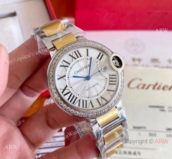 Copy Cartier Ballon Bleu Couple Watches Two Tone Diamond Automatic Movement Copy Cartier Ballon Bleu Couple Watches Two Tone Diamond Automatic Movement