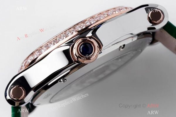 AF Factory Chopard Happy Sport 36mm Watch Rose Gold Bezel Green Leather Strap AF Factory Chopard Happy Sport 36mm Watch Rose Gold Bezel Green Leather Strap