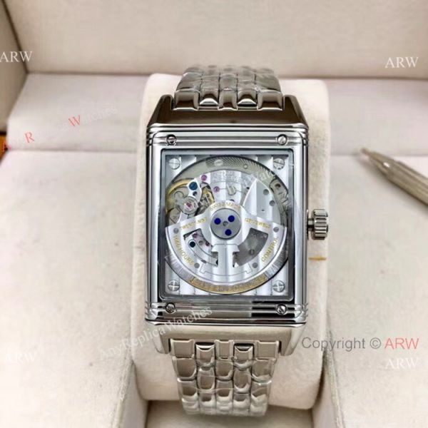Clone Jaeger LeCoultre Grande Reverso Duo Stainless Steel White Watch with Date Clone Jaeger LeCoultre Grande Reverso Duo Stainless Steel White Watch with Date