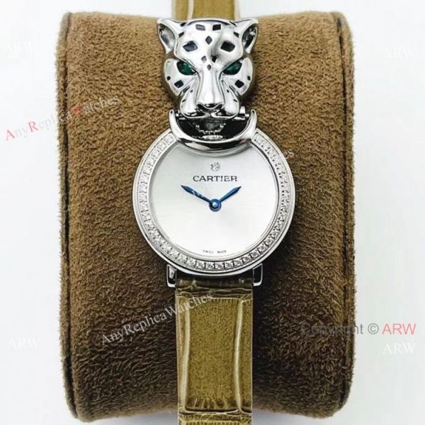 New! Copy Cartier Panthere De Silver Diamond Watches Swiss Quartz movement New! Copy Cartier Panthere De Silver Diamond Watches Swiss Quartz movement