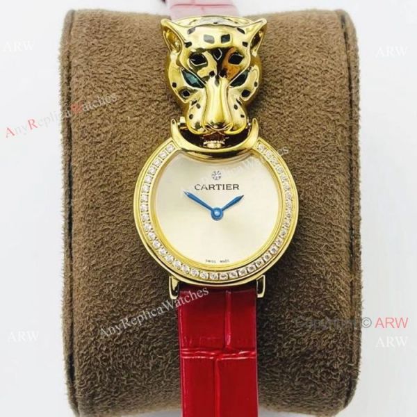 New! Copy Cartier Panthere Gold Diamond Lady Watches Swiss Quartz New! Copy Cartier Panthere Gold Diamond Lady Watches Swiss Quartz