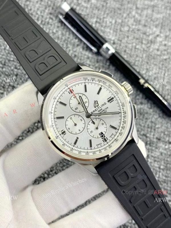 Knockoff Breitling Premier Chronograph Watches Silver Dial Brown Leather Strap Knockoff Breitling Premier Chronograph Watches Silver Dial Brown Leather Strap