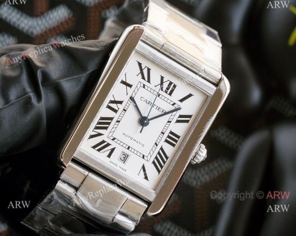 V9 Factory Faux Cartier Tank Automatic Mens Watch Stainless Steel With White Dial V9 Factory Faux Cartier Tank Automatic Mens Watch Stainless Steel With White Dial