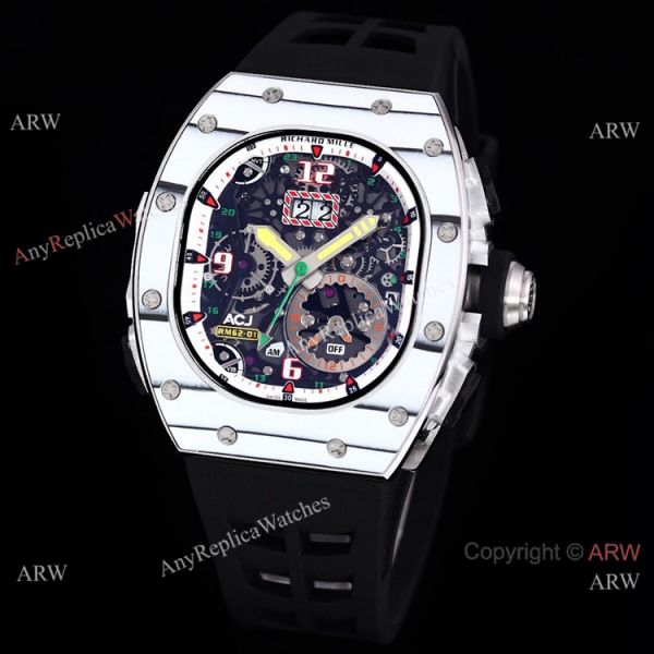 Replica Richard Mille RM 62-01 Tourbillon Watch Yellow Rubber Band Strap Replica Richard Mille RM 62-01 Tourbillon Watch Yellow Rubber Band Strap