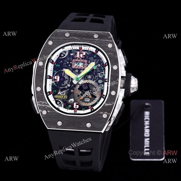 White Rubber Band Richard Mille 62-01 Tourbillon Vibrating Alarm ACJ Replica Watch White Rubber Band Richard Mille 62-01 Tourbillon Vibrating Alarm ACJ Replica Watch