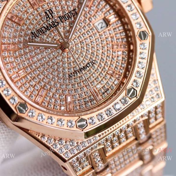 Best Audemars Piguet Royal Oak Rose Gold Full Diamond Automatic Watch 41mm Best Audemars Piguet Royal Oak Rose Gold Full Diamond Automatic Watch 41mm