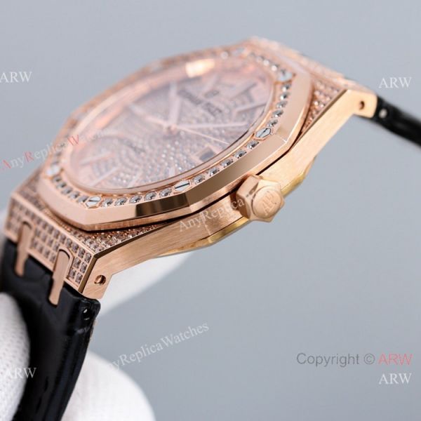 Full Diamonds Audemars Piguet Royal Oak 15400 Rose Gold Automatic Watch 41mm Replica Full Diamonds Audemars Piguet Royal Oak 15400 Rose Gold Automatic Watch 41mm Replica