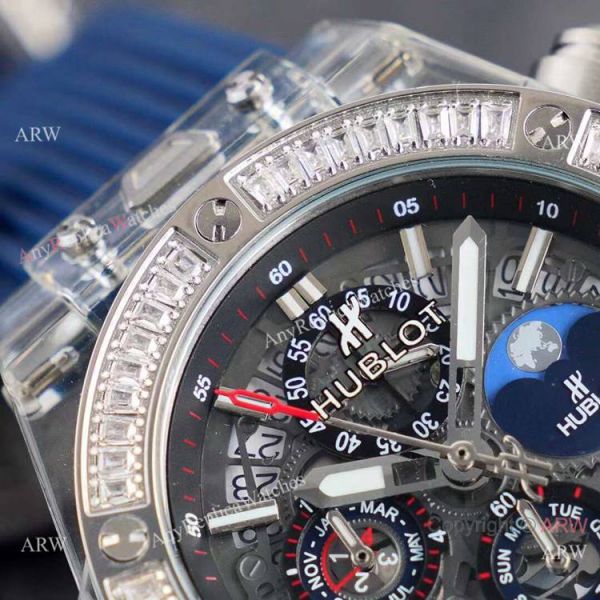 2021 Replica Hublot Big Bang Unico Sapphire Watch Diamond Bezel Blue Rubber Strap 2021 Replica Hublot Big Bang Unico Sapphire Watch Diamond Bezel Blue Rubber Strap