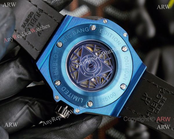 New Replica Hublot Big Bang Sang Bleu Watches Iced Out Blue Dial New Replica Hublot Big Bang Sang Bleu Watches Iced Out Blue Dial
