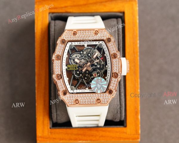 (RM Factory) Knockoff Diamond Richard Mille RM35 01 Rose Gold Watch Red Rubber Band (RM Factory) Knockoff Diamond Richard Mille RM35 01 Rose Gold Watch Red Rubber Band