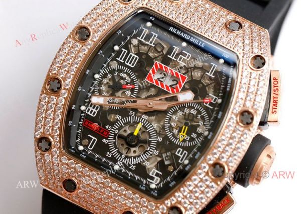 RM 011-FM Felipe Massa Rose Gold Diamond Richard Mille Knockoff Watches Asia 7750 RM 011-FM Felipe Massa Rose Gold Diamond Richard Mille Knockoff Watches Asia 7750