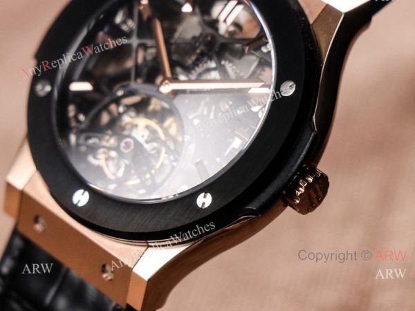 Rose Gold Hublot Classic Fusion Skeleton Tourbillon Black Bezel Watch Best Replica Rose Gold Hublot Classic Fusion Skeleton Tourbillon Black Bezel Watch Best Replica