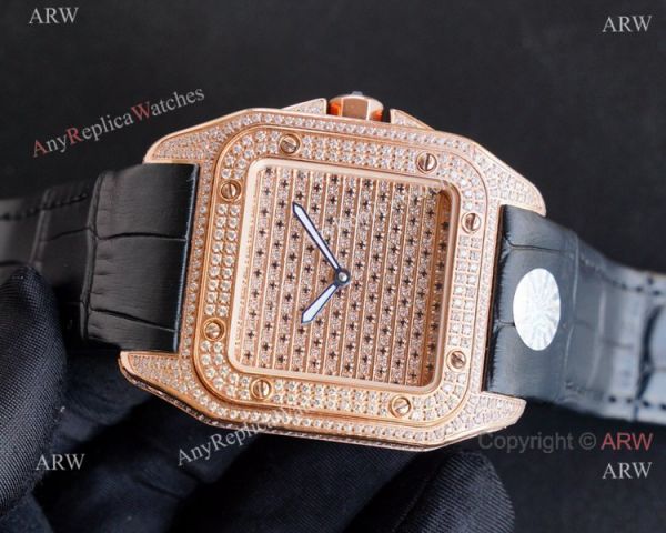Iced Out Cartier Santos 100 Replica Watches Automatic High End Replica Iced Out Cartier Santos 100 Replica Watches Automatic High End Replica