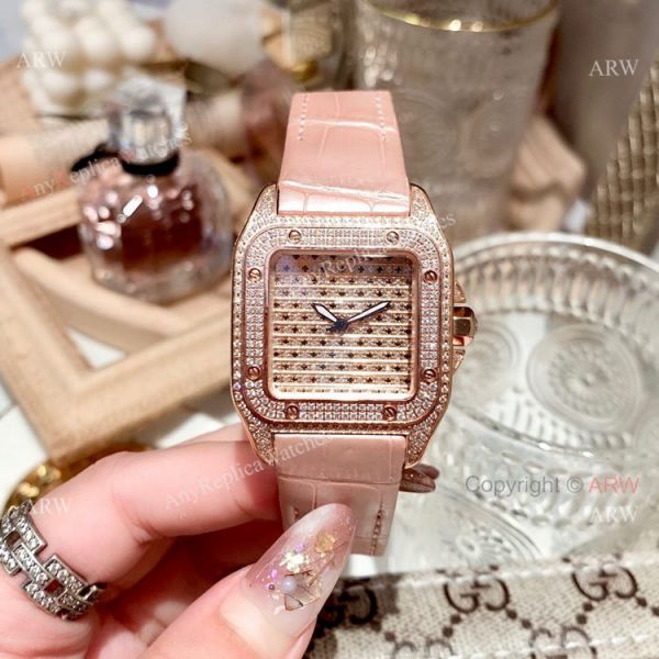 36mm Ladies Cartier Santos 100th Anniversary Full Diamonds Watch Swiss Replica 36mm Ladies Cartier Santos 100th Anniversary Full Diamonds Watch Swiss Replica