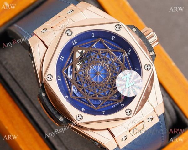 Z Factory Swiss Quality Hublot Big Bang Sang Bleu Blue Rose Gold Watch 45mm Z Factory Swiss Quality Hublot Big Bang Sang Bleu Blue Rose Gold Watch 45mm