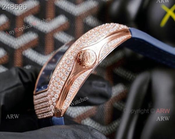Replica Rose Gold Franck Muller V45 Revolution 3 Skeleton Watch With Diamonds for men Replica Rose Gold Franck Muller V45 Revolution 3 Skeleton Watch With Diamonds for men