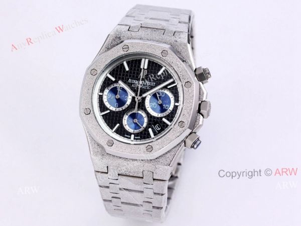 New Audemars Piguet Royal Oak Frosted Gold Chronograph Watch 41mm Black Dial Stainless Steel Bracelet Replica New Audemars Piguet Royal Oak Frosted Gold Chronograph Watch 41mm Black Dial Stainless Steel Bracelet Replica