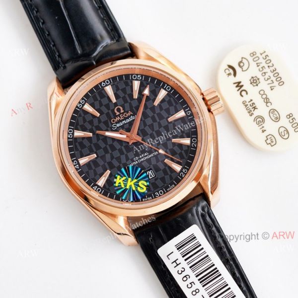 Swiss Grade Omega Aqua Terra 150 Blue Dial Black Leather Strap Copy Watch 41 Swiss Grade Omega Aqua Terra 150 Blue Dial Black Leather Strap Copy Watch 41