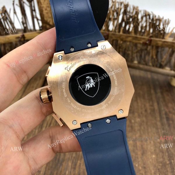 Quartz Tonino Lamborghini 124bbr Spyder 47mm Rose Gold Blue Rubber Band Knockoff Watch Quartz Tonino Lamborghini 124bbr Spyder 47mm Rose Gold Blue Rubber Band Knockoff Watch