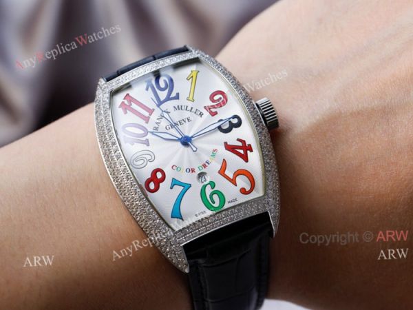 Swiss Quality Best Copy Franck Muller Cintr?e Curvex Diamond Watch White Face Black Leather Strap Swiss Quality Best Copy Franck Muller Cintr?e Curvex Diamond Watch White Face Black Leather Strap