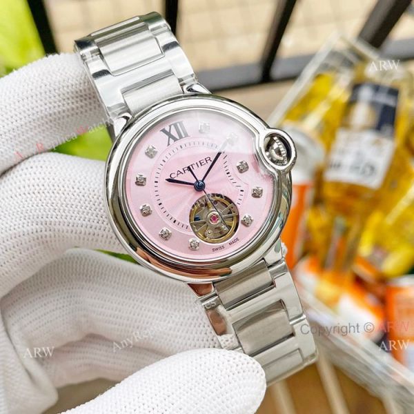 Replica Ladies Cartier Ballon Bleu 36mm With Diamonds Tourbillon Watch Pink Face Replica Ladies Cartier Ballon Bleu 36mm With Diamonds Tourbillon Watch Pink Face