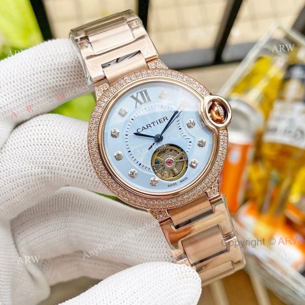 Replica Ladies Cartier Ballon Bleu Tourbillon 36mm Ice Blue Dial Watch With Diamonds Replica Ladies Cartier Ballon Bleu Tourbillon 36mm Ice Blue Dial Watch With Diamonds