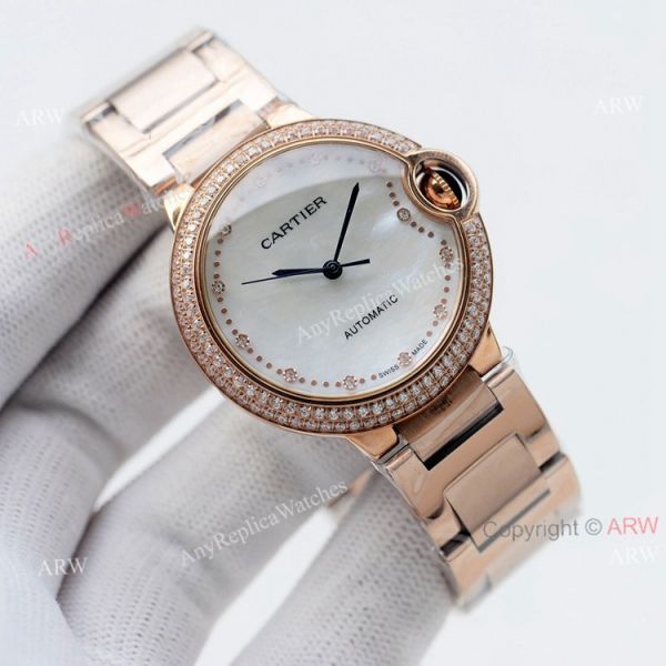 Swiss Quality Cartier Ballon Bleu 36mm White Mop Dial Stainless Steel Copy Watch With Diamonds Swiss Quality Cartier Ballon Bleu 36mm White Mop Dial Stainless Steel Copy Watch With Diamonds