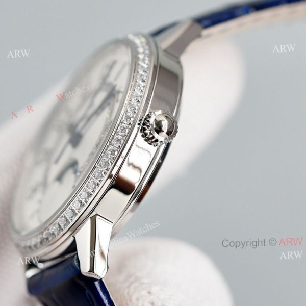 Best Copy White Face Jaeger Lecoultre Rendez-Vous Ladies Watch With Diamonds Blue Leather Strap Best Copy White Face Jaeger Lecoultre Rendez-Vous Ladies Watch With Diamonds Blue Leather Strap
