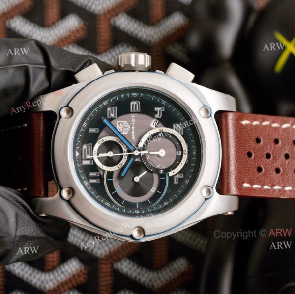 New Tag Heuer Carrera MP4-12C Chronograph Watch Black Dial Brown Leather Strap New Tag Heuer Carrera MP4-12C Chronograph Watch Black Dial Brown Leather Strap