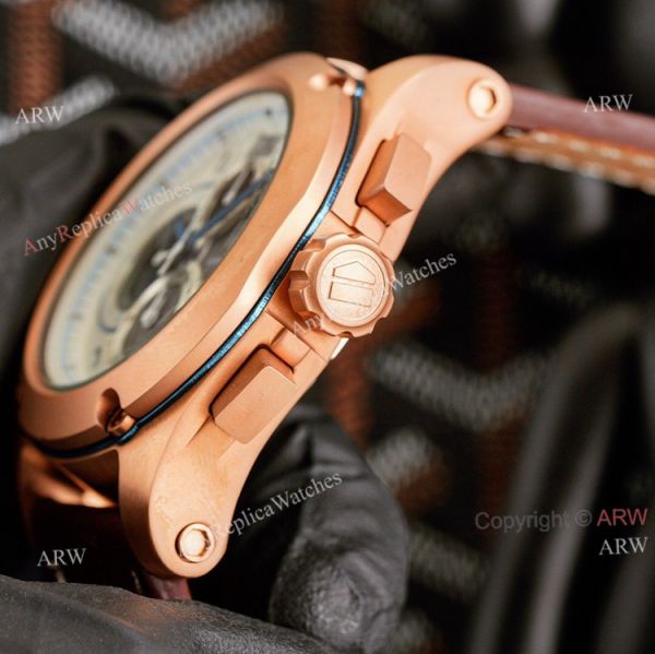 New Tag Heuer MP4-12C Chronograph Knockoff Watch Rose Gold Brown Leather Strap New Tag Heuer MP4-12C Chronograph Knockoff Watch Rose Gold Brown Leather Strap