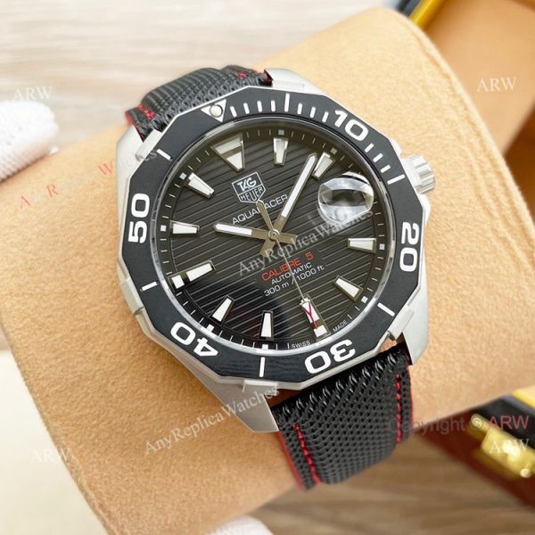 High Copy Tag Heuer Aquaracer Calibre 5 Automatic Watch 44mm White Face Black Leather Strap High Copy Tag Heuer Aquaracer Calibre 5 Automatic Watch 44mm White Face Black Leather Strap