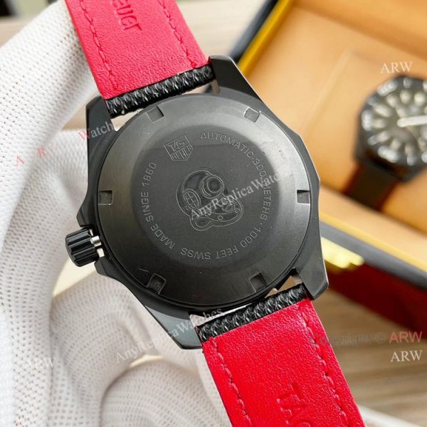 Tag Heuer Aquaracer Calibre 5 White Face 44 Replica Watch Black Steel Black Leather Strap Tag Heuer Aquaracer Calibre 5 White Face 44 Replica Watch Black Steel Black Leather Strap