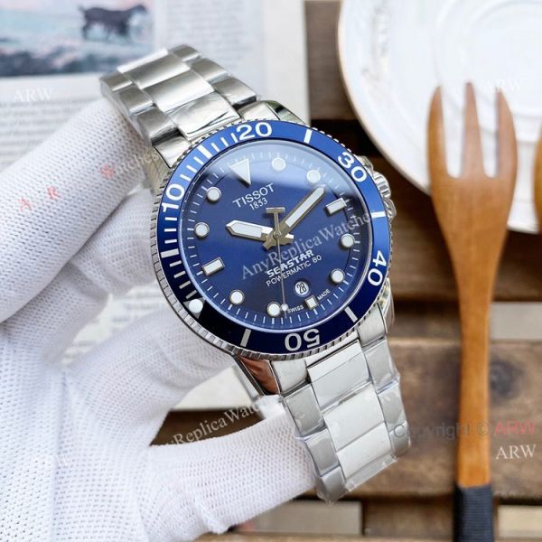 New Tissot Seastar 1853 Blue Face SS Replica Watch For Men 45mm New Tissot Seastar 1853 Blue Face SS Replica Watch For Men 45mm