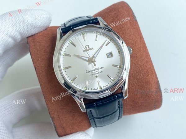 Copy Omega Constellation Green Dial Stainless Steel Brown Leather Strap Men Watch Copy Omega Constellation Green Dial Stainless Steel Brown Leather Strap Men Watch