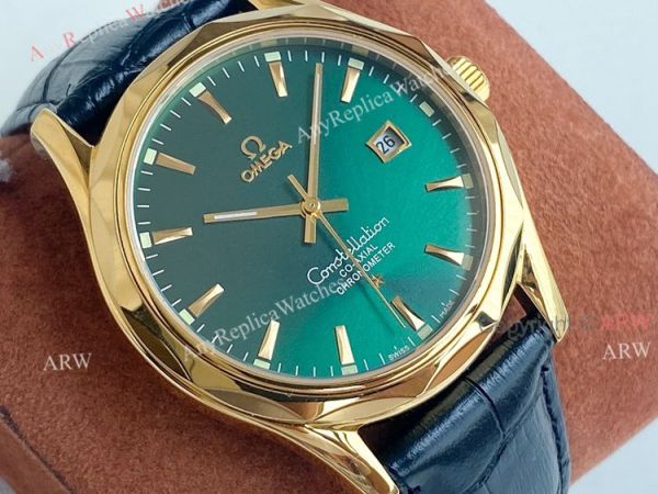 Copy Omega Constellation Silver Dial Yellow Gold Case Brown Leather Strap Men Watch Copy Omega Constellation Silver Dial Yellow Gold Case Brown Leather Strap Men Watch