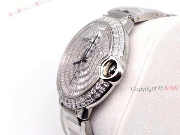 Iced Out Cartier Ballon Bleu 42mm Watch Stainless Steel Replica Watch Iced Out Cartier Ballon Bleu 42mm Watch Stainless Steel Replica Watch