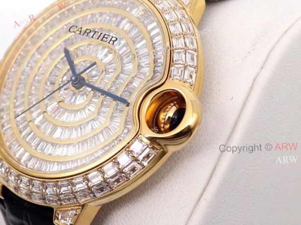 Gold Cartier Ballon Bleu 42mm Full Diamonds Knockoff Watch Gold Cartier Ballon Bleu 42mm Full Diamonds Knockoff Watch