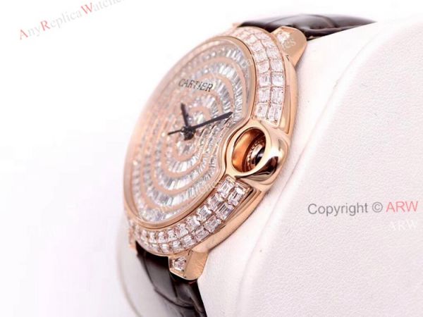 Replica Cartier Ballon Bleu 42mm Leather Strap Rose Gold Watch With Diamonds Replica Cartier Ballon Bleu 42mm Leather Strap Rose Gold Watch With Diamonds