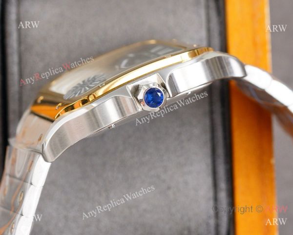 New Cartier Alberto Santos-Dumont Green Two Tone Watch Sapphire Crystal New Cartier Alberto Santos-Dumont Green Two Tone Watch Sapphire Crystal