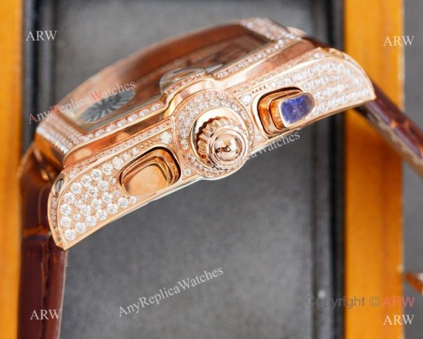 Iced Out Cartier Roadster Replica Watch Rosse Gold White Chronograph Dial Iced Out Cartier Roadster Replica Watch Rosse Gold White Chronograph Dial