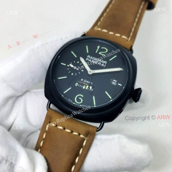 Panerai Radiomir PAM00384 8 Days Black Face Replica Watch 45mm Panerai Radiomir PAM00384 8 Days Black Face Replica Watch 45mm