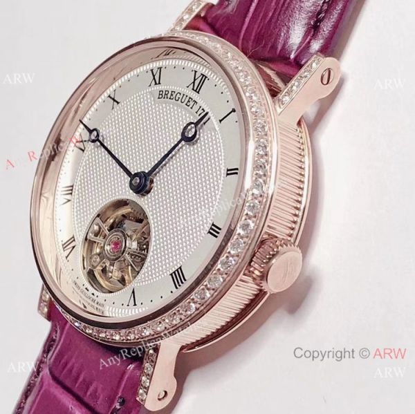 New Copy Breguet Classique Tourbillon Diamond Roman Dial Watch Women 32mm New Copy Breguet Classique Tourbillon Diamond Roman Dial Watch Women 32mm