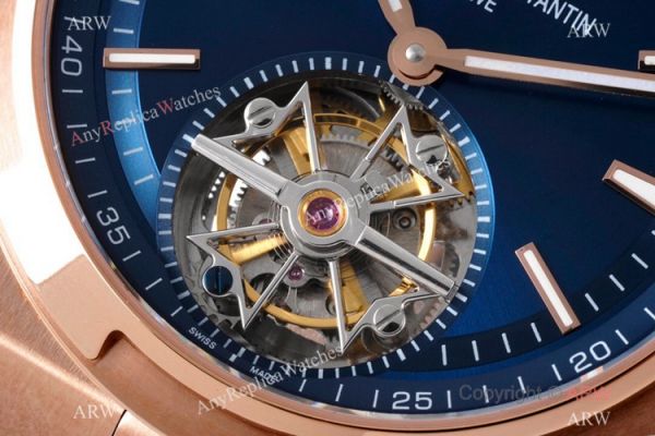 1-1 Super Clone Vacheron Constantin Overseas Tourbillon V2 Watch Rose Gold Blue Rubber Strap 1-1 Super Clone Vacheron Constantin Overseas Tourbillon V2 Watch Rose Gold Blue Rubber Strap