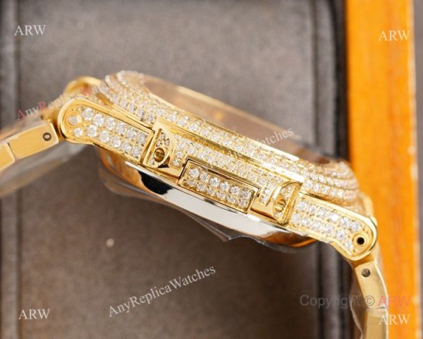 Swiss Grade Copy Patek Philippe Nautilus 9015 Ultra thin Watch 40 Diamond Dial All Gold Swiss Grade Copy Patek Philippe Nautilus 9015 Ultra thin Watch 40 Diamond Dial All Gold