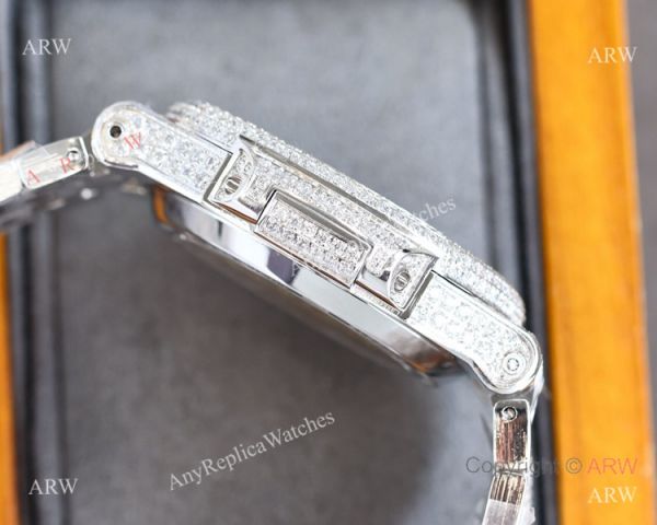 Swiss Grade One Patek Philippe Iced Out Nautilus 9015 Watch BlackSilver Diamond Swiss Grade One Patek Philippe Iced Out Nautilus 9015 Watch BlackSilver Diamond