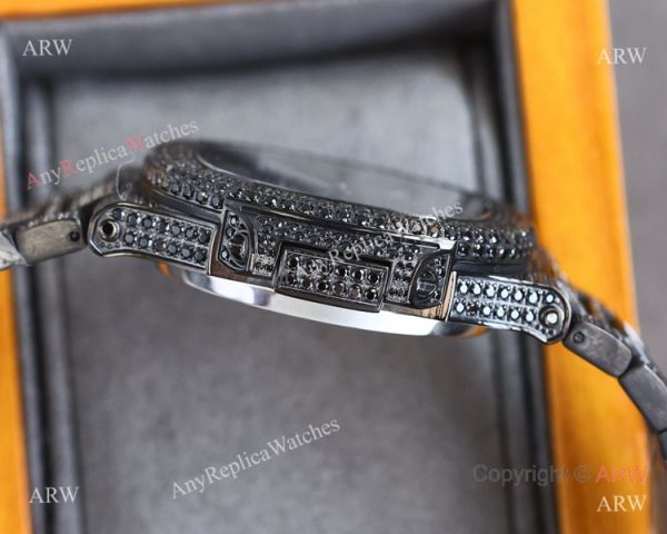 Swiss Grade One Patek Philippe Nautilus Iced Out 9015 Watch Solid Black Swiss Grade One Patek Philippe Nautilus Iced Out 9015 Watch Solid Black