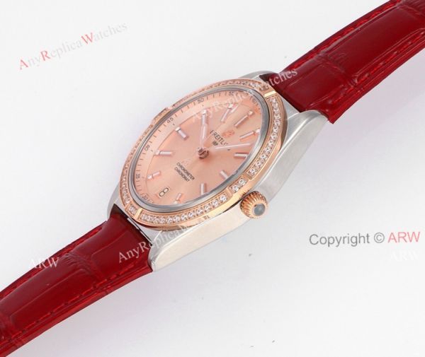 2021 Copy Breitling Chronomat 36 Rose Gold Watch With Red Leather Strap 2021 Copy Breitling Chronomat 36 Rose Gold Watch With Red Leather Strap