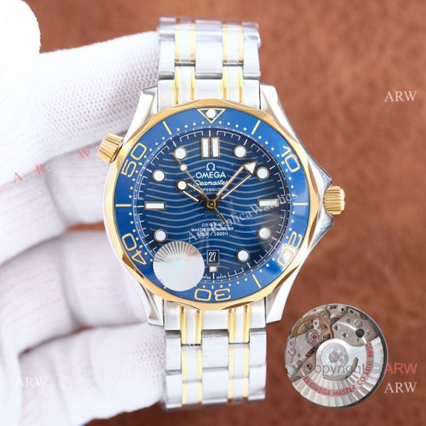 Swiss Quality Omega Seamaster 300m 42mm Two Tone Rose Gold Blue Watch Citizen Movement Swiss Quality Omega Seamaster 300m 42mm Two Tone Rose Gold Blue Watch Citizen Movement